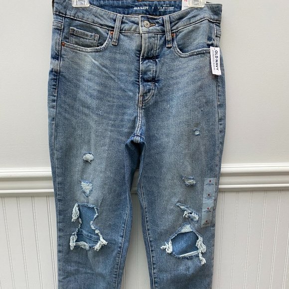 Old Navy Button Fly O.G. Straight Denim Jeans size 8 High Rise - Picture 12 of 13